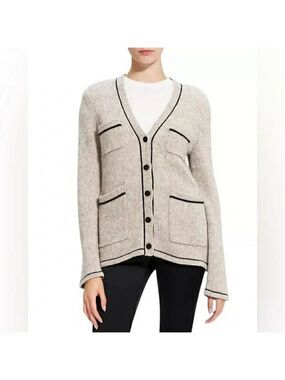 *Theory Cream Cardigan with Black Accents – Size S